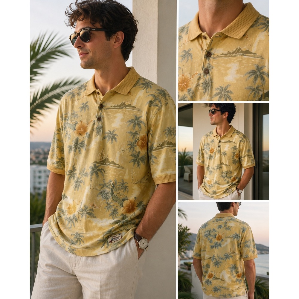 Tommy Bahama Coastal Resort Hawaiian Scenic Polo Relaxed Luxury XL